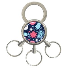 Seamless-pattern-microbes-virus-vector-illustration 3-ring Key Chain by Salman4z