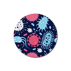 Seamless-pattern-microbes-virus-vector-illustration Rubber Round Coaster (4 Pack) by Salman4z