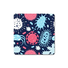 Seamless-pattern-microbes-virus-vector-illustration Square Magnet