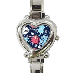 Seamless-pattern-microbes-virus-vector-illustration Heart Italian Charm Watch by Salman4z