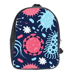 Seamless-pattern-microbes-virus-vector-illustration School Bag (xl) by Salman4z