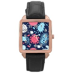 Seamless-pattern-microbes-virus-vector-illustration Rose Gold Leather Watch  by Salman4z