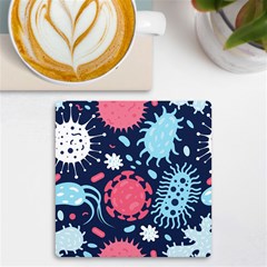 Seamless-pattern-microbes-virus-vector-illustration Uv Print Square Tile Coaster  by Salman4z