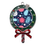 Seamless-pattern-microbes-virus-vector-illustration Metal X Mas Lollipop with Crystal Ornament Front