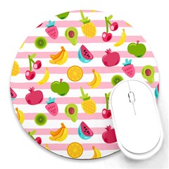 Tropical-fruits-berries-seamless-pattern Round Mousepad by Salman4z