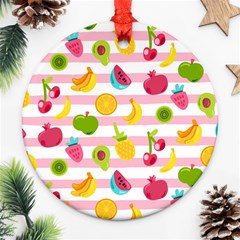 Tropical-fruits-berries-seamless-pattern Ornament (round) by Salman4z