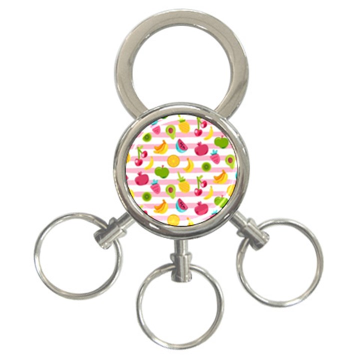 Tropical-fruits-berries-seamless-pattern 3-Ring Key Chain