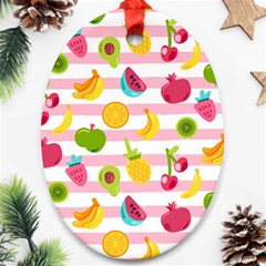 Tropical-fruits-berries-seamless-pattern Oval Ornament (two Sides) by Salman4z