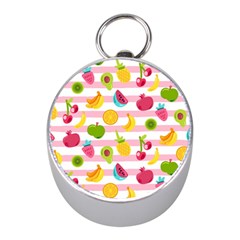 Tropical-fruits-berries-seamless-pattern Mini Silver Compasses by Salman4z