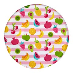 Tropical-fruits-berries-seamless-pattern Round Glass Fridge Magnet (4 Pack)