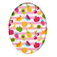 Tropical-fruits-berries-seamless-pattern Oval Glass Fridge Magnet (4 Pack)