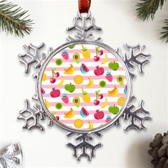 Tropical-fruits-berries-seamless-pattern Metal Large Snowflake Ornament