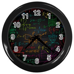 Mathematical-colorful-formulas-drawn-by-hand-black-chalkboard Wall Clock (black) by Salman4z