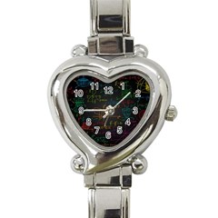 Mathematical-colorful-formulas-drawn-by-hand-black-chalkboard Heart Italian Charm Watch by Salman4z