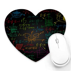 Mathematical-colorful-formulas-drawn-by-hand-black-chalkboard Heart Mousepad by Salman4z