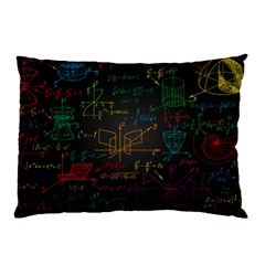 Mathematical-colorful-formulas-drawn-by-hand-black-chalkboard Pillow Case by Salman4z