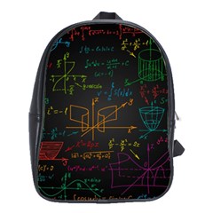 Mathematical-colorful-formulas-drawn-by-hand-black-chalkboard School Bag (large) by Salman4z