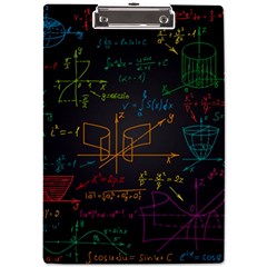 Mathematical-colorful-formulas-drawn-by-hand-black-chalkboard A4 Acrylic Clipboard by Salman4z