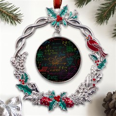 Mathematical-colorful-formulas-drawn-by-hand-black-chalkboard Metal X mas Wreath Holly Leaf Ornament