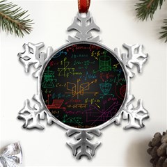 Mathematical-colorful-formulas-drawn-by-hand-black-chalkboard Metal Small Snowflake Ornament by Salman4z