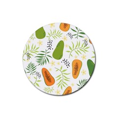 Seamless-tropical-pattern-with-papaya Rubber Round Coaster (4 Pack) by Salman4z