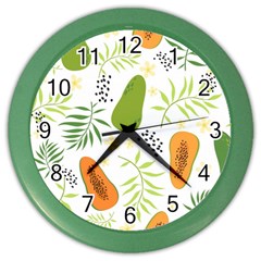 Seamless-tropical-pattern-with-papaya Color Wall Clock by Salman4z