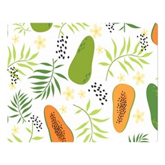 Seamless-tropical-pattern-with-papaya Premium Plush Fleece Blanket (large) by Salman4z