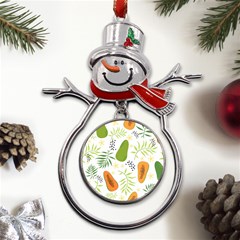 Seamless-tropical-pattern-with-papaya Metal Snowman Ornament