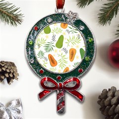 Seamless-tropical-pattern-with-papaya Metal X mas Lollipop With Crystal Ornament