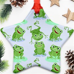 Cute-green-frogs-seamless-pattern Ornament (star) by Salman4z