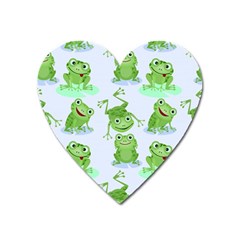 Cute-green-frogs-seamless-pattern Heart Magnet by Salman4z