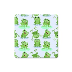 Cute-green-frogs-seamless-pattern Square Magnet