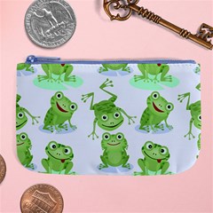 Cute-green-frogs-seamless-pattern Large Coin Purse by Salman4z