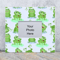 Cute-green-frogs-seamless-pattern White Wall Photo Frame 5  X 7  by Salman4z