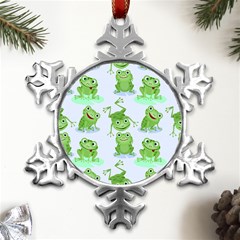 Cute-green-frogs-seamless-pattern Metal Small Snowflake Ornament