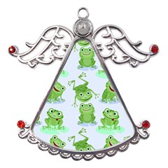 Cute-green-frogs-seamless-pattern Metal Angel With Crystal Ornament