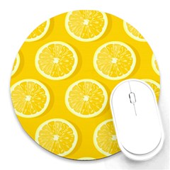 Lemon-fruits-slice-seamless-pattern Round Mousepad by Salman4z