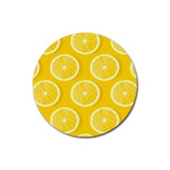 Lemon-fruits-slice-seamless-pattern Rubber Coaster (round) by Salman4z