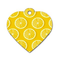 Lemon-fruits-slice-seamless-pattern Dog Tag Heart (one Side) by Salman4z