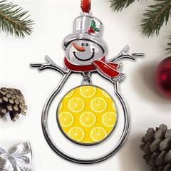 Lemon-fruits-slice-seamless-pattern Metal Snowman Ornament by Salman4z