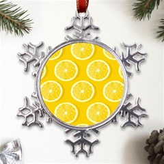 Lemon-fruits-slice-seamless-pattern Metal Large Snowflake Ornament