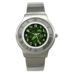 Bacteria-virus-seamless-pattern-inversion Stainless Steel Watch