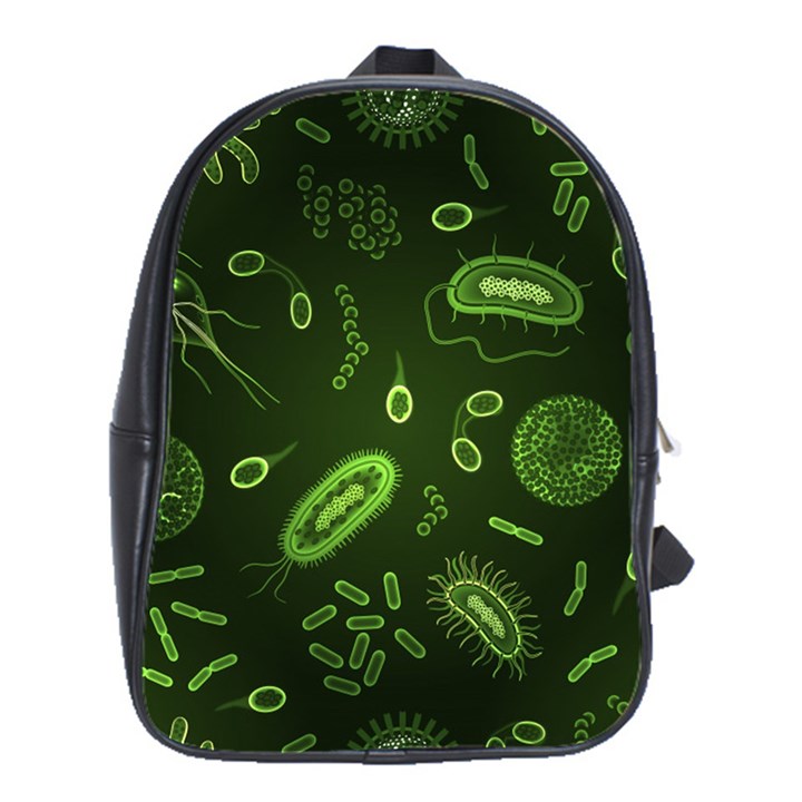 Bacteria-virus-seamless-pattern-inversion School Bag (Large)