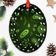 Bacteria-virus-seamless-pattern-inversion Oval Filigree Ornament (two Sides) by Salman4z