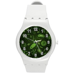 Bacteria-virus-seamless-pattern-inversion Round Plastic Sport Watch (M)