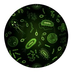 Bacteria-virus-seamless-pattern-inversion Round Glass Fridge Magnet (4 Pack)