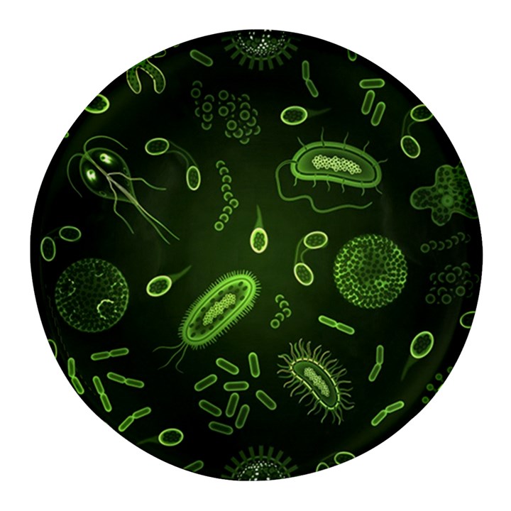 Bacteria-virus-seamless-pattern-inversion Round Glass Fridge Magnet (4 pack)