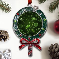 Bacteria-virus-seamless-pattern-inversion Metal X mas Lollipop With Crystal Ornament by Salman4z