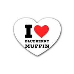 I Love Blueberry Muffin Rubber Heart Coaster (4 Pack) by ilovewhateva