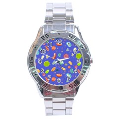 Virus-seamless-pattern Stainless Steel Analogue Watch